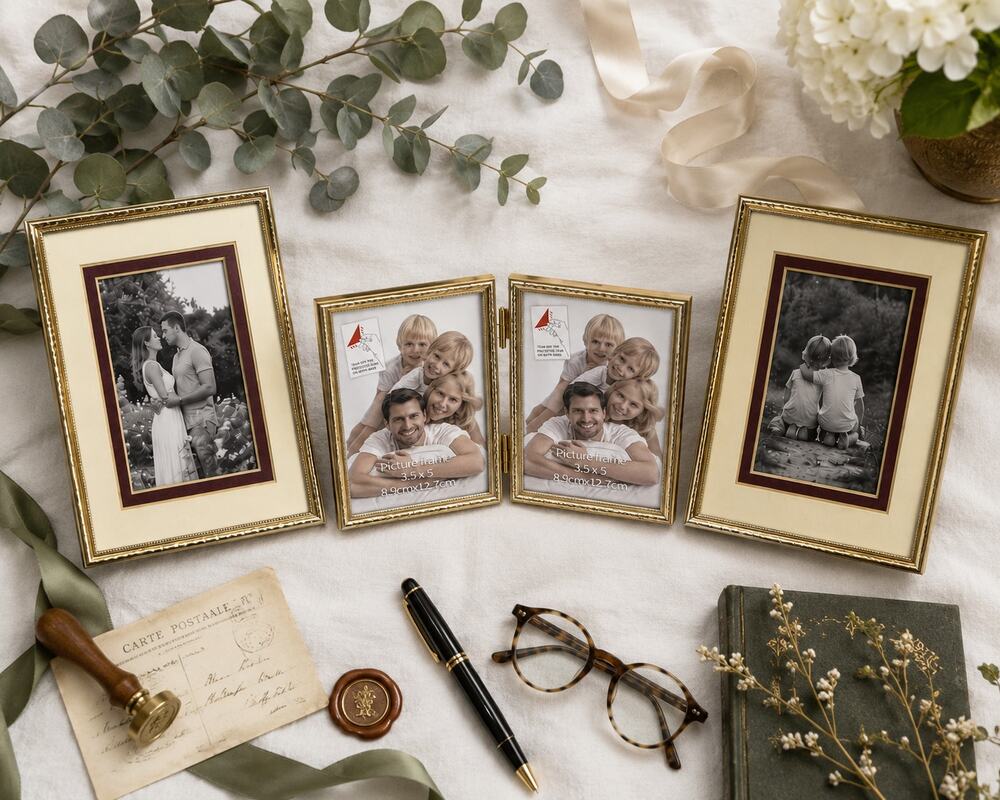 Vintage Gold Picture Frame Set Classic Brass Style Home Decor